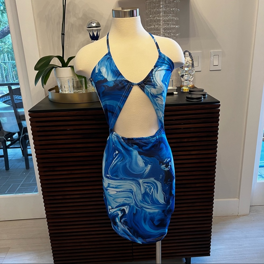 Blue midi dress S (us 4) stretch